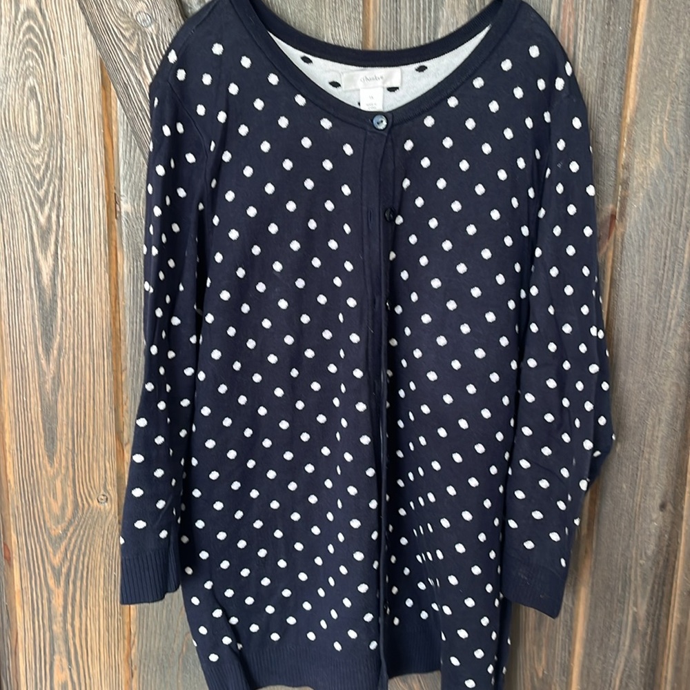 CJ Banks Red and Black Polka Dot Cardigans - Picture 2 of 5